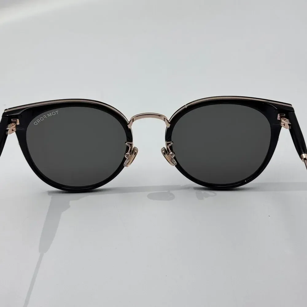 Tom Ford Sunglasses TF1244-K 01A Womens Black Round Frame Gray Lens 54-22-145